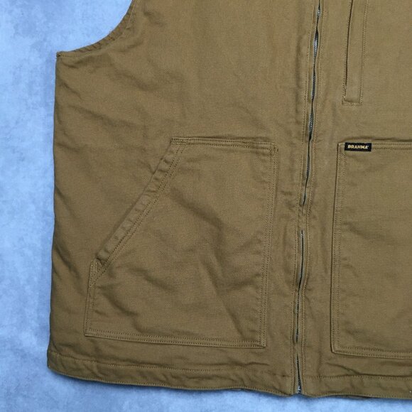 Brahma Mens Canvas Vest size 2XL Brown Quilted Interior Zip Up Front Pockets - Picture 14 of 16